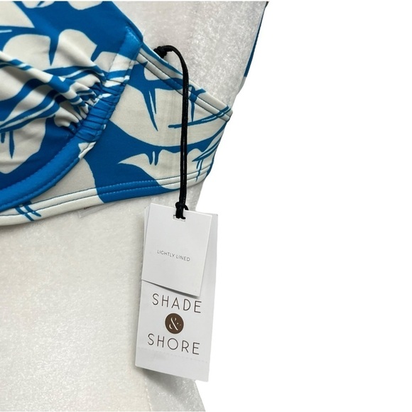Shade & Shore White & Blue Lightly Lined Bikini Top - Size 32 B - Picture 5 of 10